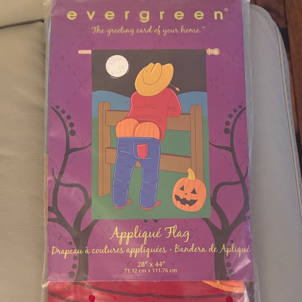 Appliqué Flag with Cowboy and Pumpkin Design